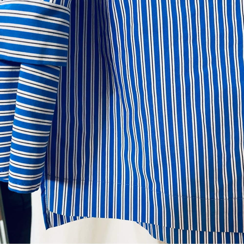 Talbots Blue Striped V-Neck Pullover Tunic. Size L Cotton,Collar & Bow cuffs New - Picture 13 of 16